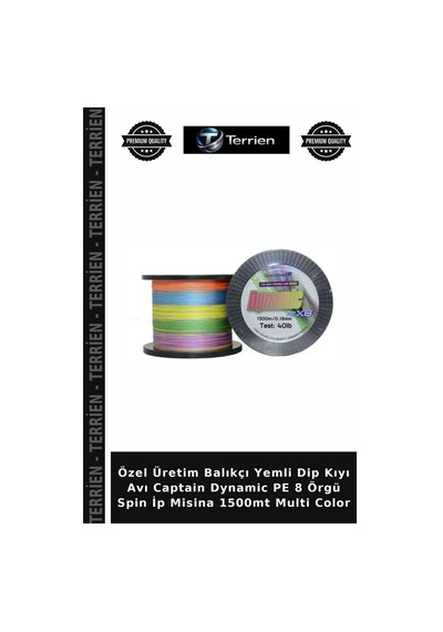 Özel Üretim Balıkçı Yemli Dip Kıyı Avı Captain Dynamic Pe 8 Örgü Spin İp Misina 1500mt Multi Color 0.18 mm