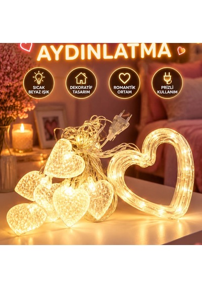 Kalp Figürlü Led Neon Dekoratif Işık Romantik Ortam Aydınlatması Diğer