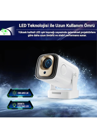 İdragon Hy260 Pro Akıllı Projektör 1080p Full Hd 4k Destekli Android 11 Wifi 6 & Bluetooth 5.4 Otomatik Odaklama 200 Ansı Taşınabilir Ev Sinema Cihazı
