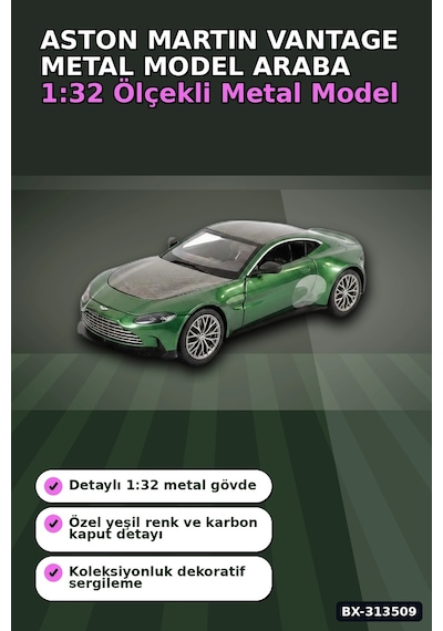 1:32 Metal Aston Martin Vantage Çek Bırak Araba - Diecast Model, Koleksiyonluk Oyuncak Bx-313509 Çok Renkli
