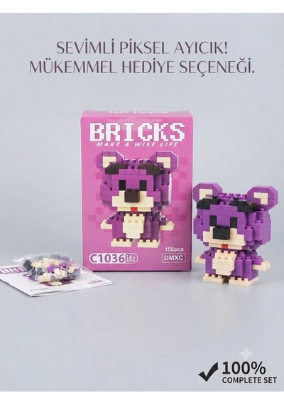3d Kalem + 156 Parça Bloks Seti Mor Hayal Gücünü Gerçeğe Dönüştür Piksel Ayıcık