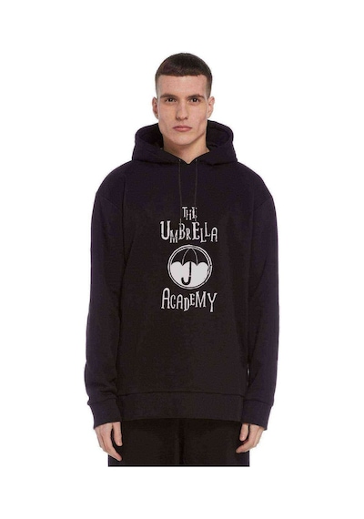 The Umbrella Academy Logo&Yazi Baskılı Siyah Erkek Sweatshirt (531056246)