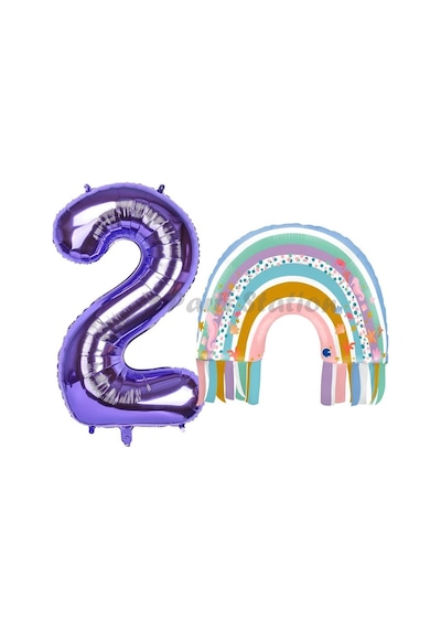 Gökkuşağı Mermaid Mor Rakam Temalı 2 Yaş Balon Seti Doğum Günü Dekorasyonu Psmrrainm Sku: Zeusb0dl6fdf8l .