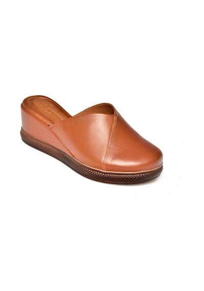 Fox Shoes S674307509 Taba Dolgu Tabanlı Kadın Terlik Taba