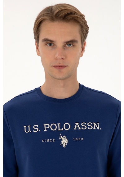 U.S. Polo Assn. Erkek Regular Fit Bisiklet Yaka İndigo İnce Basic Sweatshirt 50313743-VR028