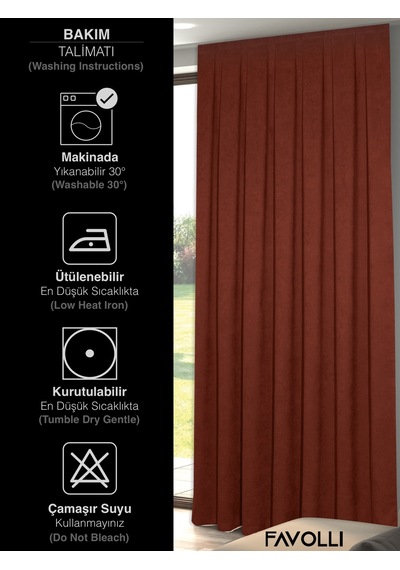 Br Favolli Kadife Dokulu Kiremit Rengi Ada Fon Perde Ekstrafor Büzgülü Dream Series