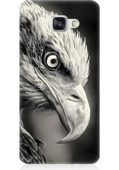 Samsung Galaxy A5 2016 Uyumlu Siyah Beyaz Kara Kartal Başı Desenli Silikon Kılıf