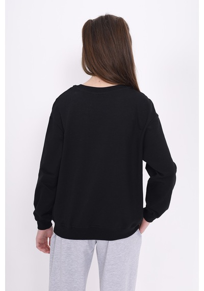 Toontoy Kız Çocuk Baskılı Sweatshirt Antrasit Melanj