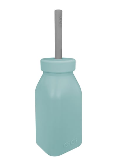 OiOi Şişe + Pipet Aqua Green /  Powder Grey Gri - Mint Yeşili