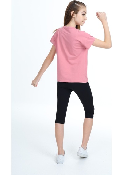 Toontoy Kids Toontoy Kız Çocuk Ordınary Yazı Baskılı Kaprili Takım Gül Kurusu