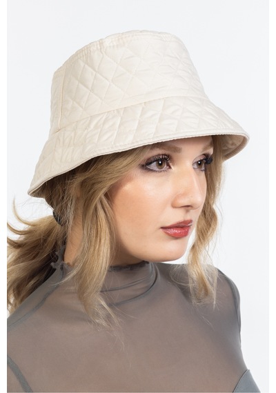 Ladycolor Kışlık Kapitone Bucket Balıkçı Şapka Krem Krem