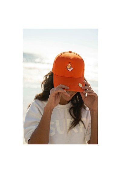 Emybox Unisex Erkek Kadın Gabardin Şapka - Baskılı Minimal Tasarım Cırtcırtlı Ayarlanabilir Şapka Kep Turuncu