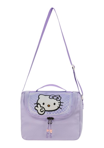 Hello Kitty Baskılı Ortopedik Su Geçirmez Ultra Lüx Okul Çantası Termal Beslenme Ve Kalemlik Mor