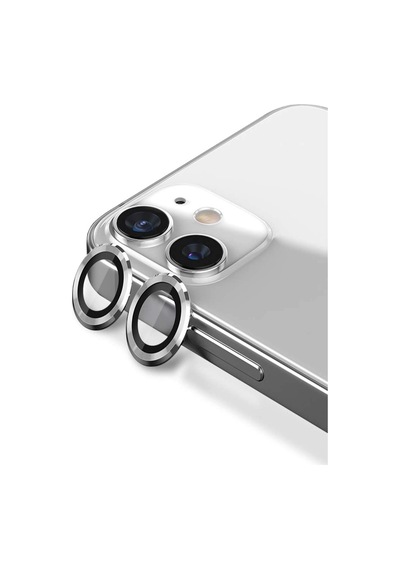 Apple Uyumlu iPhone 11 ile Alüminyum Alaşım Temperli Cam Kamera Lens Koruyucu - Gümüş