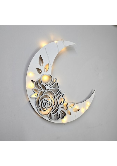 Moon Flower Gümüş - Led Işıklı Duvar Dekoru
