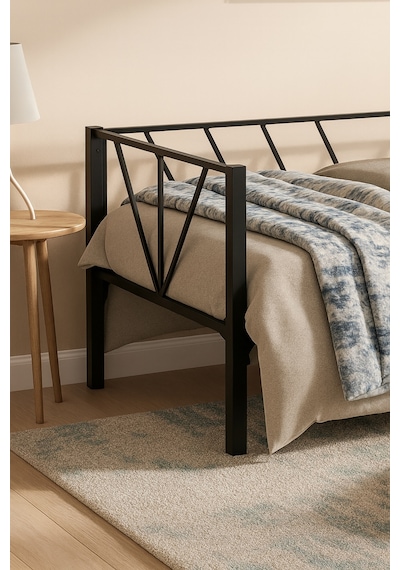 Alchera Daybed Tek Kişilik Sedir Metal Karyola Siyah