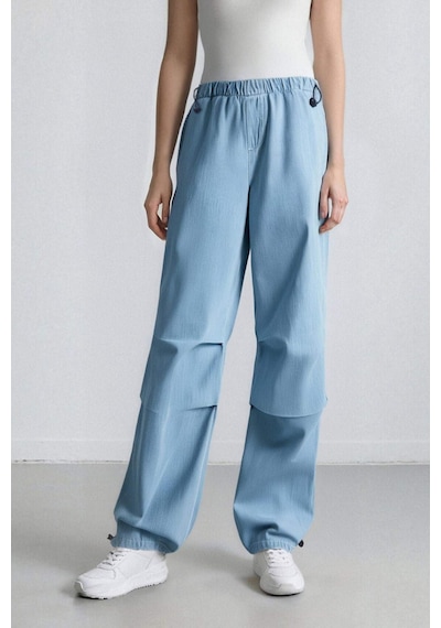 Defacto Jogger Yüksek Bel Bilek Boy Paraşüt Jean Pantolon C1321AX24SMNM39 Mavi