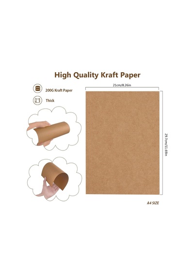50 Adet A4 Kraft Kağıdı 21 X 29,7 Cm 200 G/m² Yazdırılabilir Kraft Karton A4 Kendin Yap Boş Kar