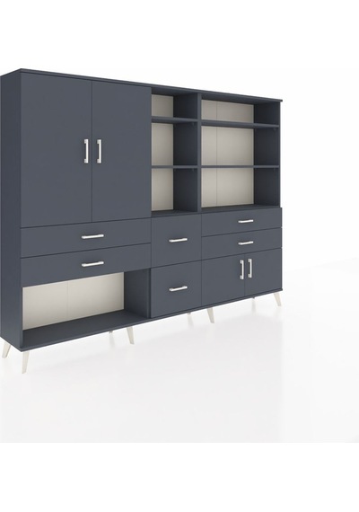 Arges Dolap 10 Raflı 6 Çekmeceli 4 Kapaklı 220x30x163 Antrasit-antrasit Antrasit - Antrasit Arges Dolap 10 Raflı 6 Çekmeceli 4 Kapaklı 220x30x163 Antrasit-antrasit Antrasit - Antrasit