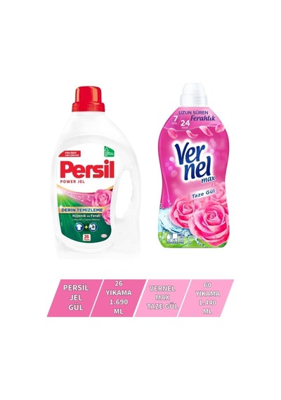 Vernel Max Taze Gül 1,44l + Persil Jel Gül 26 Yıkama set-hnkdtj-5145-6003 1400 ML