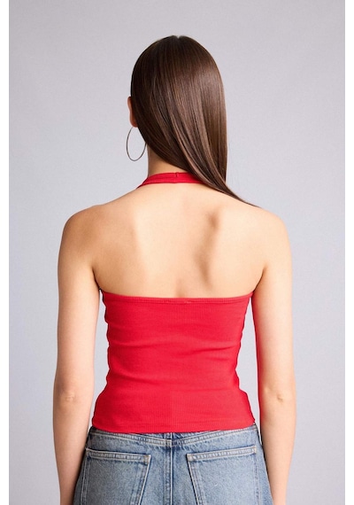 Defacto Fıtted Halter Yaka Fitilli Kaşkorse Atlet H8088ax26smrd51 Kırmızı-rd51