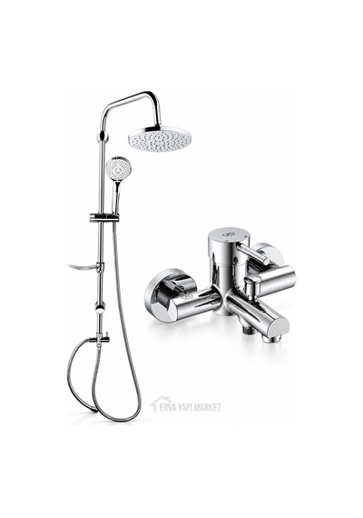 Espina Banyo Bataryası Dst19-2 Yuvarlak Yağmur Duş Sistemi 2'li Krom Set