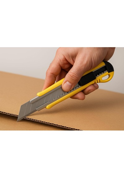 Tr Profesyonel Maket Bıçağı, 10 Adet Yedek Paslanmaz Çelik Bıçaklı, 18 Mm Segmentli, Ergonomik Kaymaz Sarı Sap,