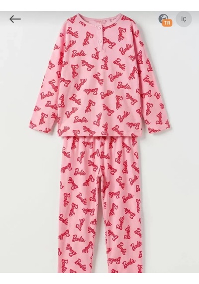 Veraura Lifestyle 6/14 Yaş Yazı Baskılı Pamuk Penye Çocuk Pijama Takımı Pembe
