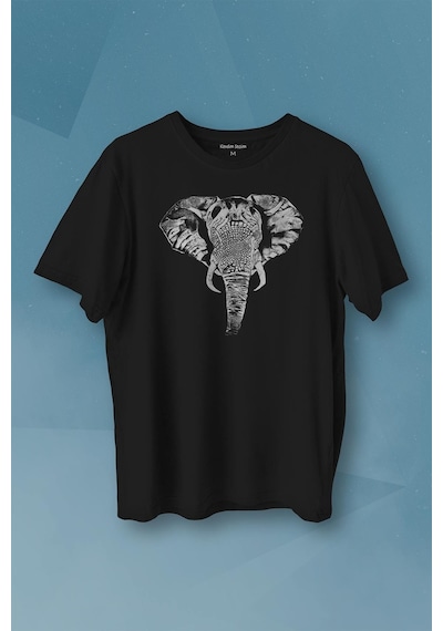 Fil Silüeti Elephant Animal Belgesel Doğa Çizim Baskılı Tişört Unisex T-shirt 001