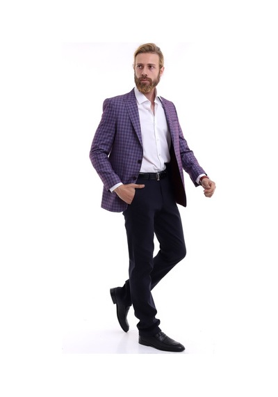Presto Erkek Kareli Ceket Klasik-6 Drop- Bordo 1593-800 Bordo
