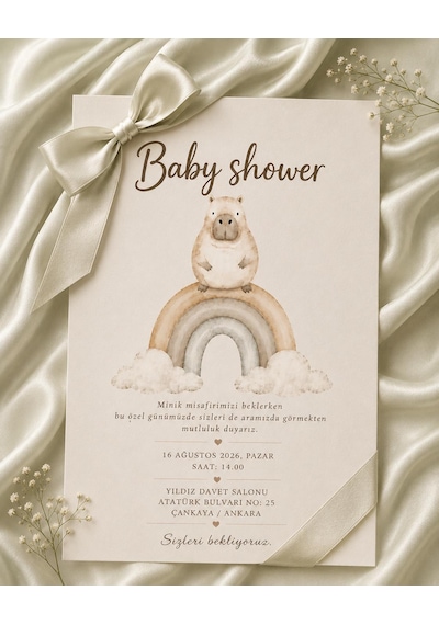 1000 Adet Ekonomik Baby Shower Davetiyesi Ve Zarf 011