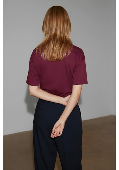Soft&Basic Kadın 4'lü %100 Organik Pamuk Oversize Fit Basic Yuvarlak Yaka T-shirt Siyah-beyaz-bordo-haki