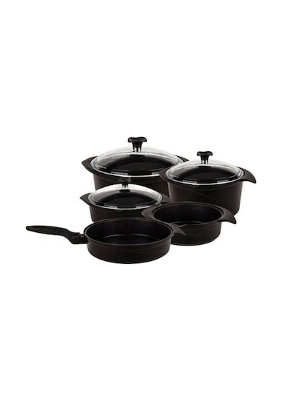 Aryıldız Flipper Siyah Cam Tencere Set