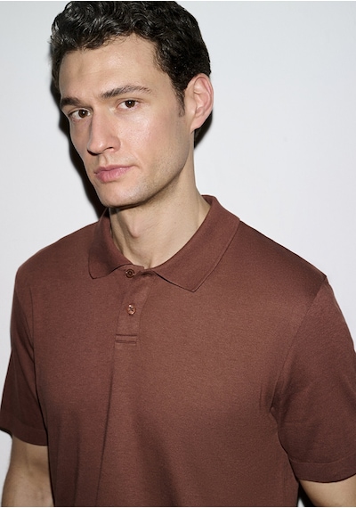 Mavi - Kahverengi Tencel Modal Karışımlı Polo Tişört 0613163-70250 Kahverengi