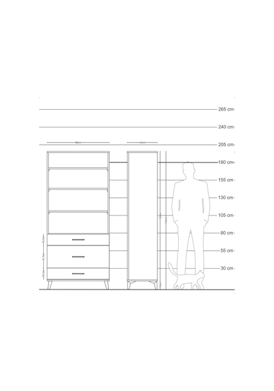 Hyperion Dolap 4 Raflı 3 Çekmeceli 88x44x195 Çam-antrasit Çam