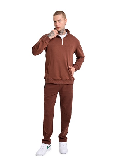 Sportive Badajoz Erkek Kahverengi Günlük Stil Sweatshirt 24ke016-khve Kahverengi