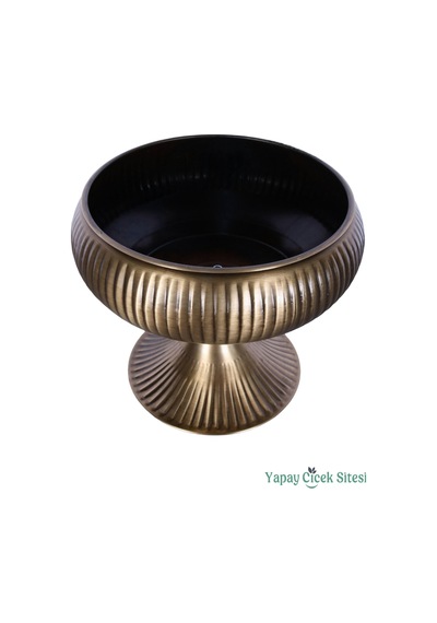 Yapay Çiçek Sitesi Metal Dekoratif Ayaklı Vazo 21 Cm Bronz Bronz