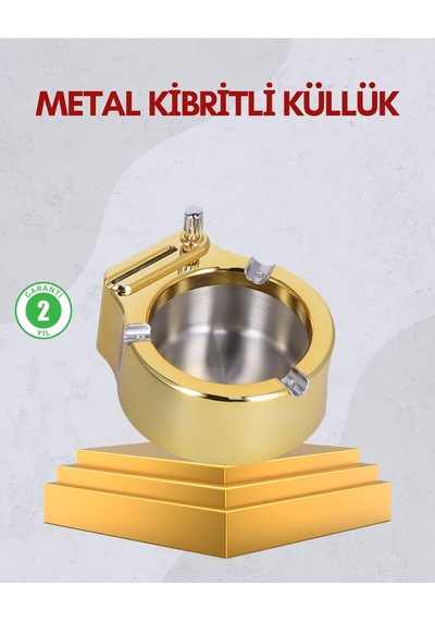 Paslanmaz Çelik Küllük Çakmaklı Masa Üstü Kullanım Mh-hs2768-3211