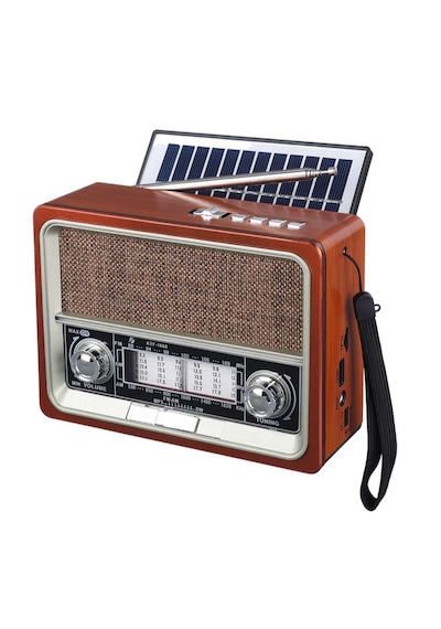 Ktf-1668 Nostalji Radyo Bluetooth Hoparlör Fenerli Solar Şarjlı