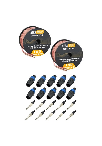 Hepa Merz Connection Paket-16 Hoparlör Kablosu Jack Speakon Konnektör Paketi