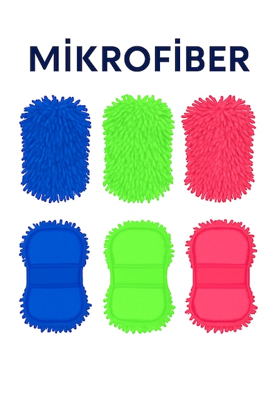 Nobera Premium Mikrofiber Araba Yıkama Süngeri Çift Yüzlü Makarna Mop Bez 1 Adet