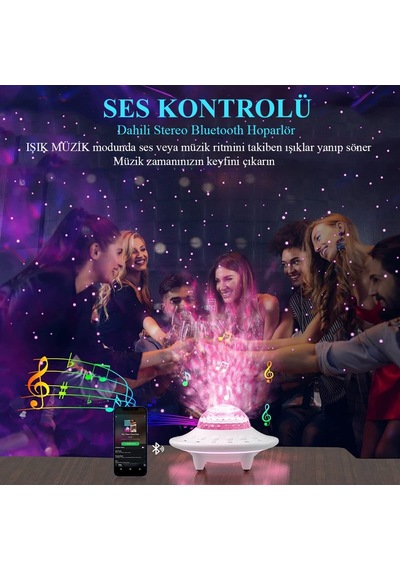 Dailytech Galaxy Projektör Hoparlör Bluetooth Ufo Gece Lambası