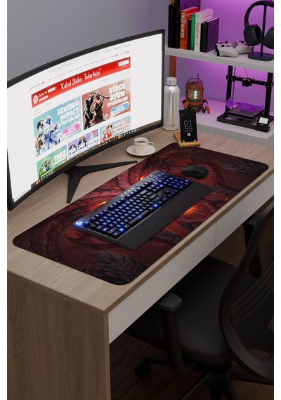 Diablo Kaymaz Dikişli Kauçuk Oyuncu Mousepad V2 - 90x40 Xxl Gaming Mouse Pad Fare Altlığı