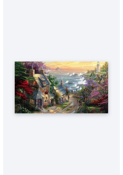 Tam Renk Thomas Kinkade Yağlı Boya Dekoratif Kanvas Duvar Tablosu Çok Renkli