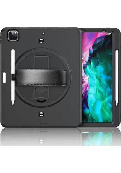 Newface Apple iPad Uyumlu  Pro 12.9 2021 Kılıf Strap-c Otterbox Tablet Kapak - Siyah