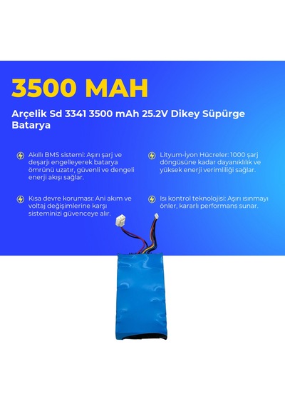 Arçelik Sd 3341 3500 Mah 25.2v Dikey Süpürge Batarya