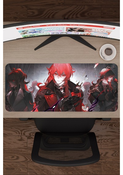 Diluc Genshin Impact Anime Gacha V1 - 70x30 Xl Gaming Mouse Pad Fare Altlığı