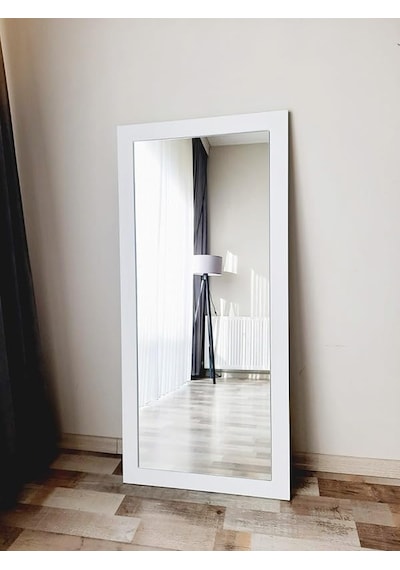 Dfn Wood Mdf Dikdörtgen Beyaz Duvar Salon Boy Aynası 140x60 Cm Çok Renkli