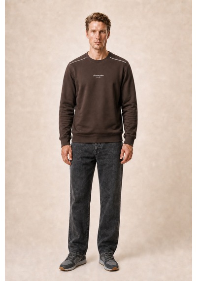 Redline Qwen Bisiklet Yaka Regular Fit Kışlık Sweatshirt Kahve