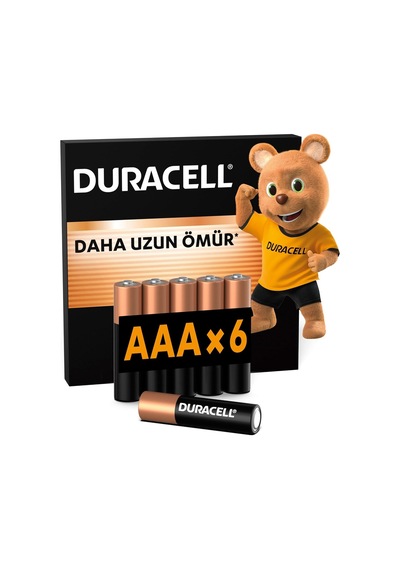 Duracell Basic Aaa Alkalin Ince Kalem Pil 6'li Paket 1,5v Daha Uzun Ömürlü Günlük Cihazlar Için Güv